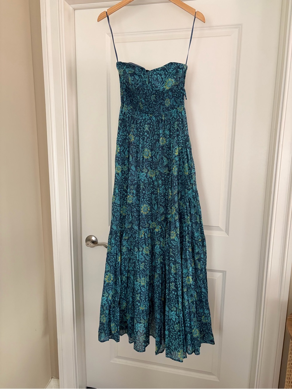 BNWT Free People Teal & Green Floral Strap Maxi Dress